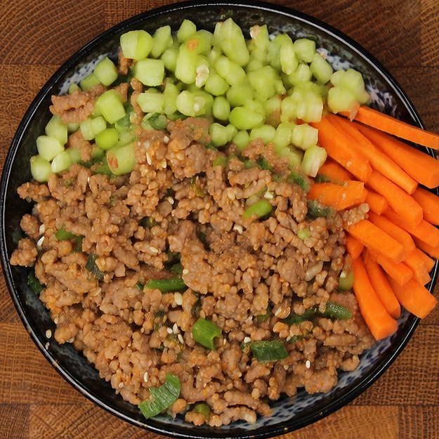 Korean Beef Rice Bowl with Carrot and Cucumber