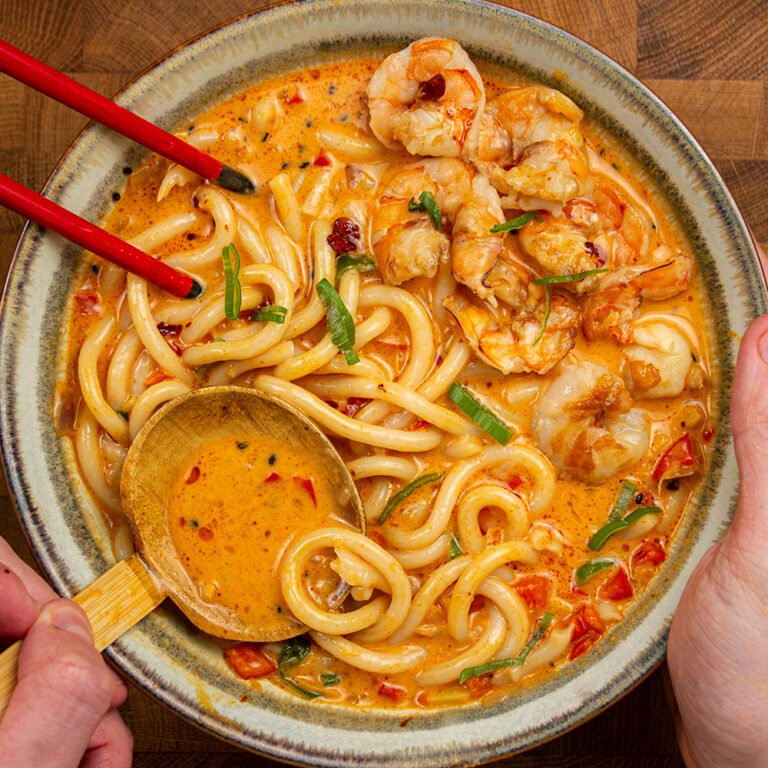Red Curry Noodle Soup with Shrimp