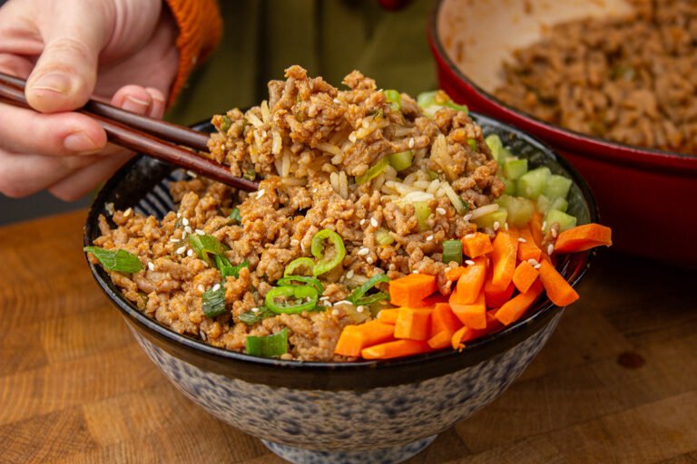 Korean Beef Rice Bowl with Carrot and Cucumber
